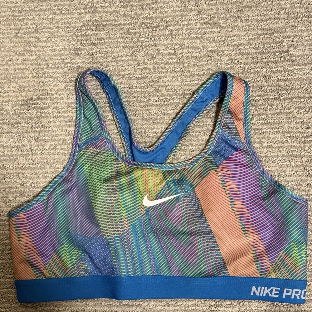 Nike Pro Bra XL Sports Bra HYPERCOOL STATIC RAINBOW PRINT